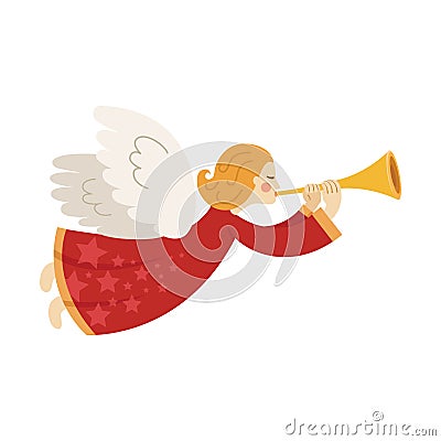 angel trumpets christmas symbol in beautiful merry christmas Vector Illustration