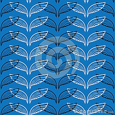 Angel wings blue sketch pattern Vector Illustration