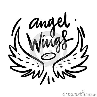 Angel Wings hand drawn vector illustration. Isolated on white background Cartoon Illustration