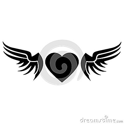 Angel Wings icon vector. Memorial illustration sign. Heart symbol or logo. Cartoon Illustration