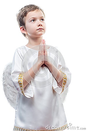 Angel wings little boy kid. child person Stock Photo