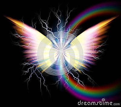 Angel wings and rainbow Stock Photo