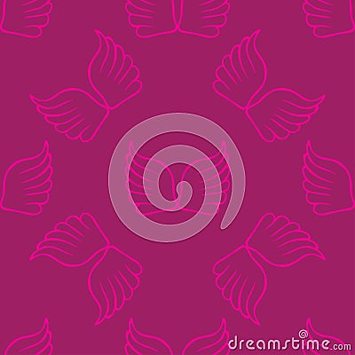 Angel wings seamless lilac pink pattern Vector Illustration