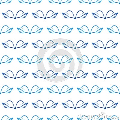 Angel wings seamless sketch pattern Vector Illustration