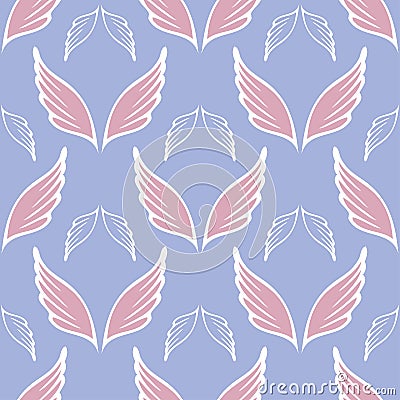 Angel wings seamless sketch pattern Vector Illustration