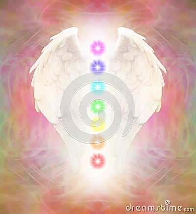 Angel Wings and Seven Chakras Stock Photo