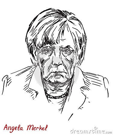 Angela Dorothea Merkel Chancellor of Germany, Leader of the Christian Democratic Union CDU Cartoon Illustration