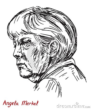 Angela Dorothea Merkel Chancellor of Germany, Leader of the Christian Democratic Union CDU Cartoon Illustration