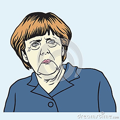 Angela Merkel Cartoon Vector Portrait Vector Illustration