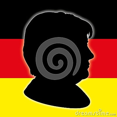 Angela Merkel silhouette with Germany flag Vector Illustration