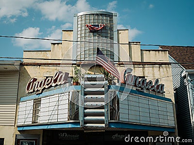 Angela Triplex Theatre vintage sign, Coaldale, Pennsylvania Editorial Stock Photo