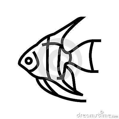 angelfish aquarium fish line icon vector illustration Vector Illustration