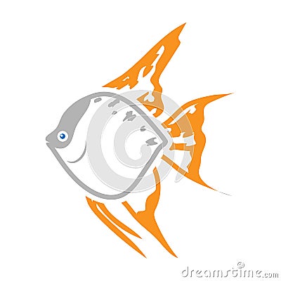 Angelfish common fish icon colour. Singe aquarium fish icon from the sea,ocean life colour. Vector Illustration