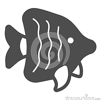 Angelfish solid icon, worldwildlife concept, peppermint angelfish vector sign on white background, fish glyph style for Vector Illustration