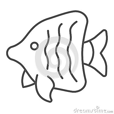 Angelfish thin line icon, worldwildlife concept, peppermint angelfish vector sign on white background, fish outline Vector Illustration