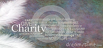 Angelic CHARITY Word Cloud Rustic Banner Stock Photo