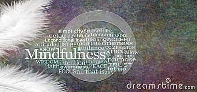 Angelic Mindfulness Word Cloud Rustic Banner Stock Photo