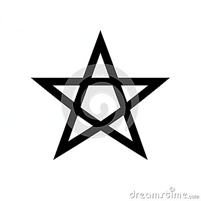 Minimalist Pentagram Black Star On White Background Art Stock Photo