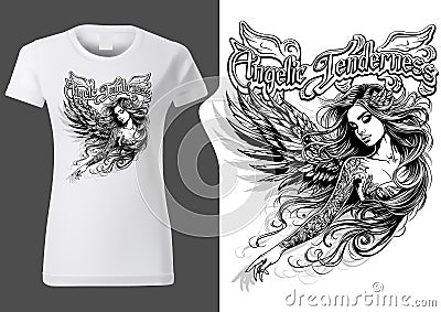 Angelic Tenderness as Textile Print Vector Illustration