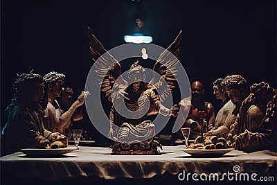 Angelic type God statues at the last supper Stock Photo