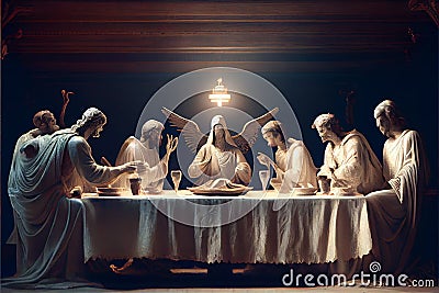 Angelic type religious people at the last supper Stock Photo