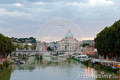 Angelo bridge and St. Peter's Basilica Stock Photo