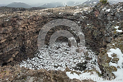 Angelo Cave On Cooled Lava Flow In Etna Park, Sicily Stock Photo
