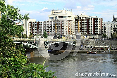Angels bridge in the city of Prague Editorial Stock Photo