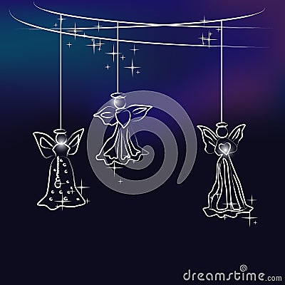 Angels - christmas tree decoration Vector Illustration