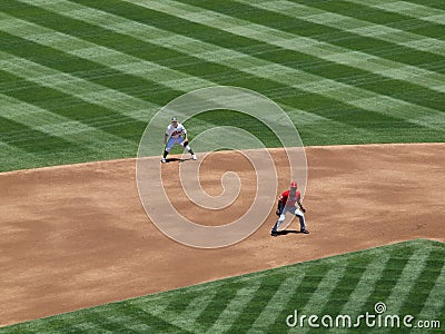 Angels Hideki Matsui takes a lead from second base Editorial Stock Photo