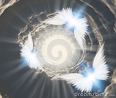 Angels in tunnel clouds Stock Photo