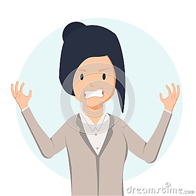 Anger. The evil woman expresses her negative emotions. Vector illustration in cartoon style. Cartoon Illustration