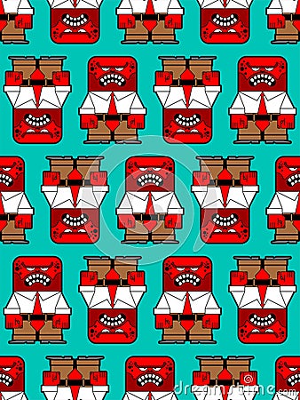 Anger pattern seamless. Evil worker. Angry red boss. Vector illustration Vector Illustration