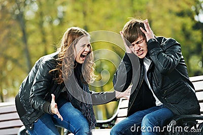 anger in young people relationship conflict Stock Photo