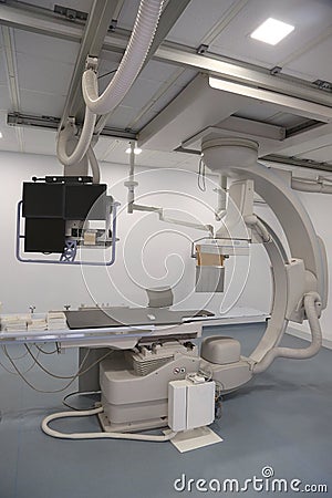 Angio lab in a hospital with diagnostic imaging equipment Stock Photo