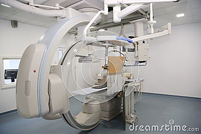 Angio lab in a hospital with diagnostic imaging equipment Stock Photo