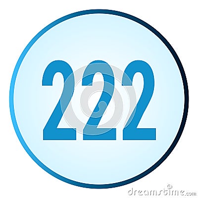 Number 222 symbol or logo with round frame in blue gradient color Vector Illustration