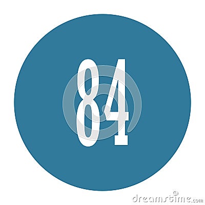 84 numeral logo with round frame in blue color Vector Illustration