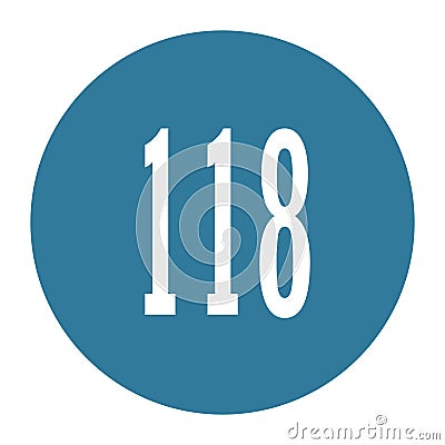 118 numeral logo with round frame in blue color Vector Illustration