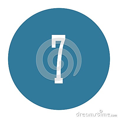 7 numeral logo with round frame in blue color Vector Illustration