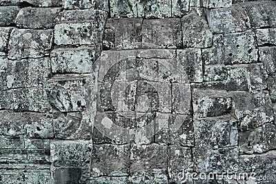 Angkor Stone Block Wall Stock Photo