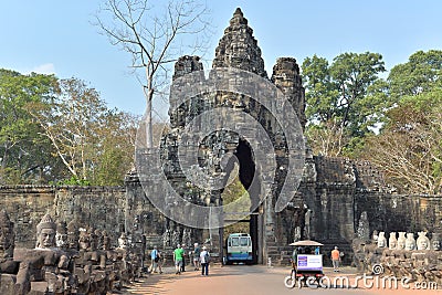 Angkor Thom south Gate Editorial Stock Photo