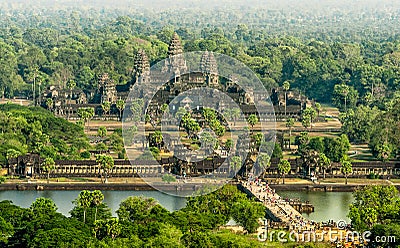 Angkor Wat Aerial View, Siem Reap, Cambodia Stock Photo