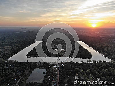 Angkor wat droneshot Stock Photo