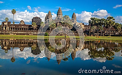 Angkor Wat Temple, Siem reap, Cambodia. Reflection in the lake Editorial Stock Photo