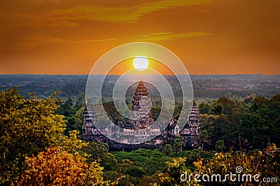 Angkor Wat Temple at sunset, Siem reap. Stock Photo