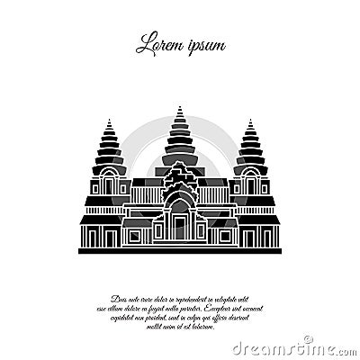 Angkor Wat vector icon isolated on white background, Angkor Wat transparent sign, element design in outline style. Cambodia. Vector Illustration