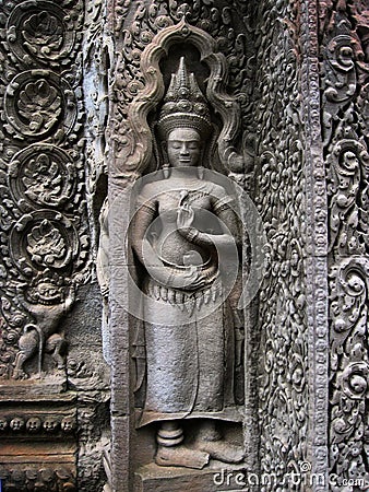 Angkor Wat wall carving Stock Photo