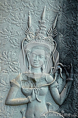 Angkor Wat wall engravings Stock Photo