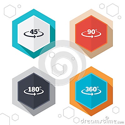 Angle degrees icons. Geometry math signs Vector Illustration